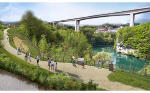 Travaux d'aménagement des berges du Rhône